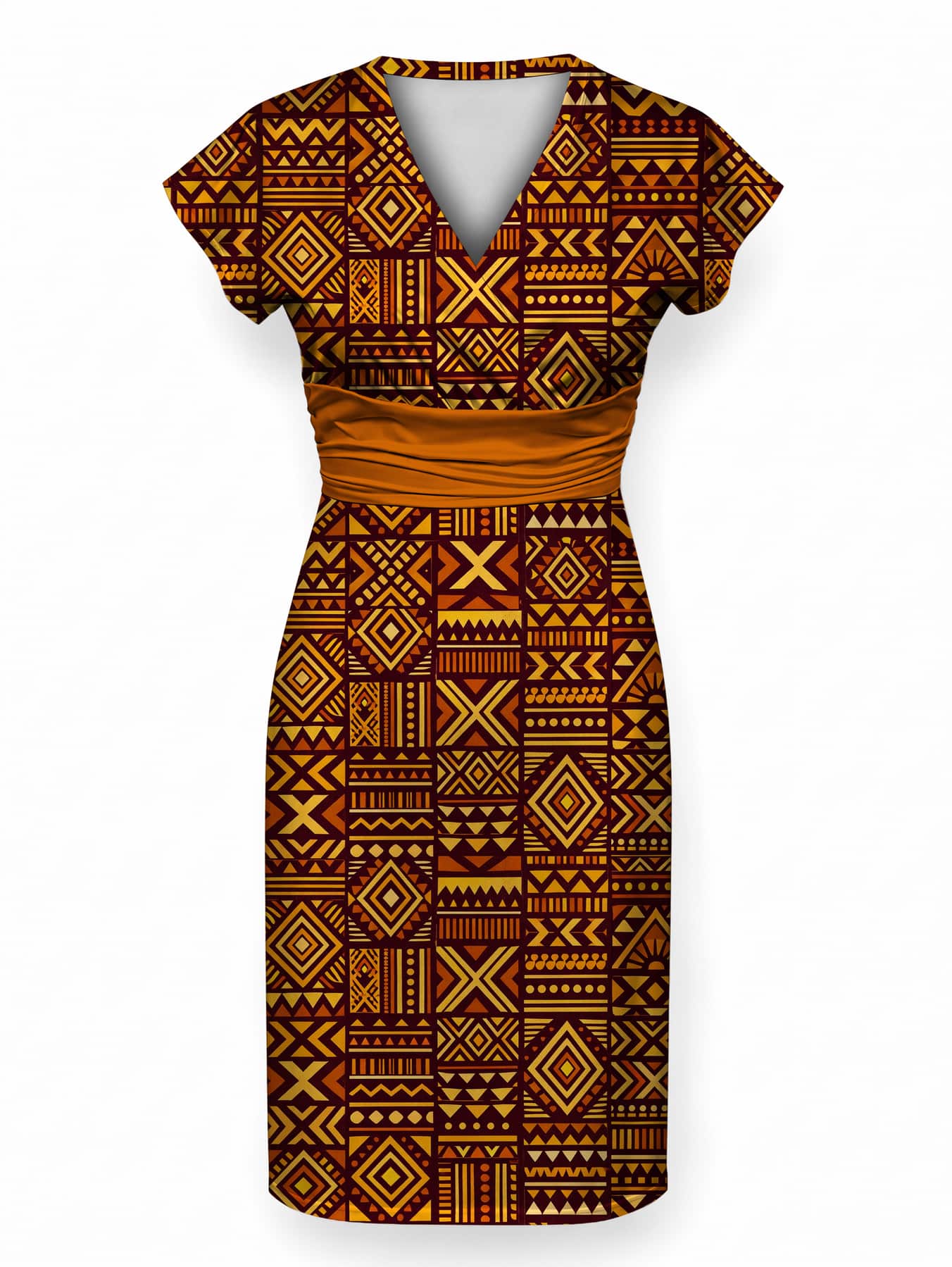 "Mudcloth" Cap Sleeve Midi Dress