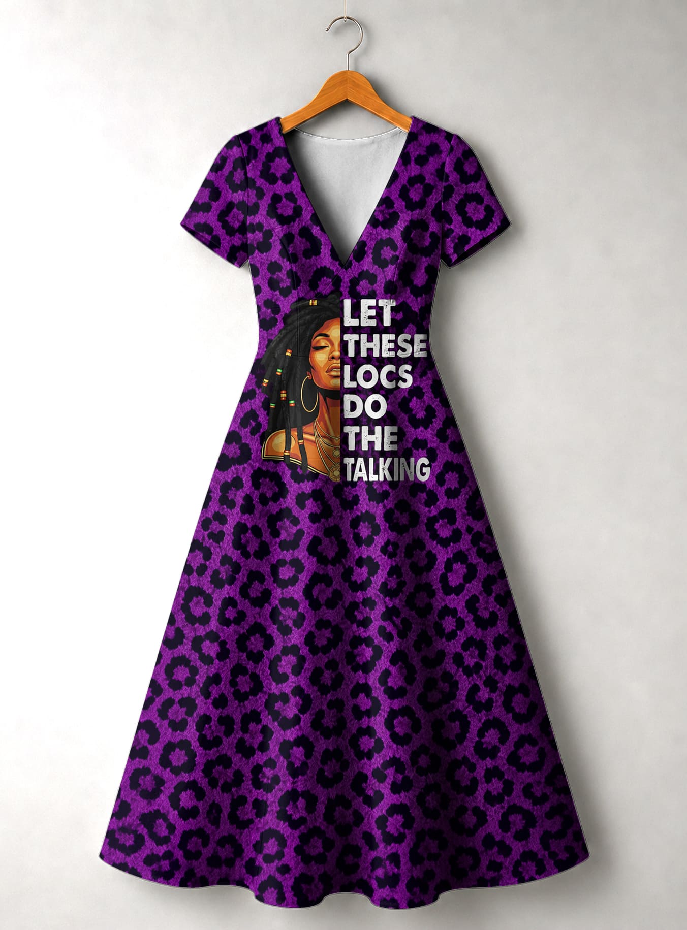 Purple Leopard Short Sleeve Maxi Dress