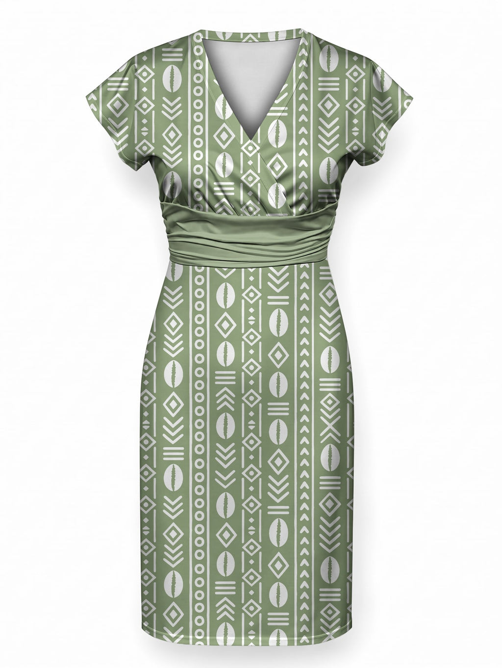 "Oshun Verde" Cap Sleeve Midi Dress
