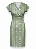 "Oshun Verde" Cap Sleeve Midi Dress