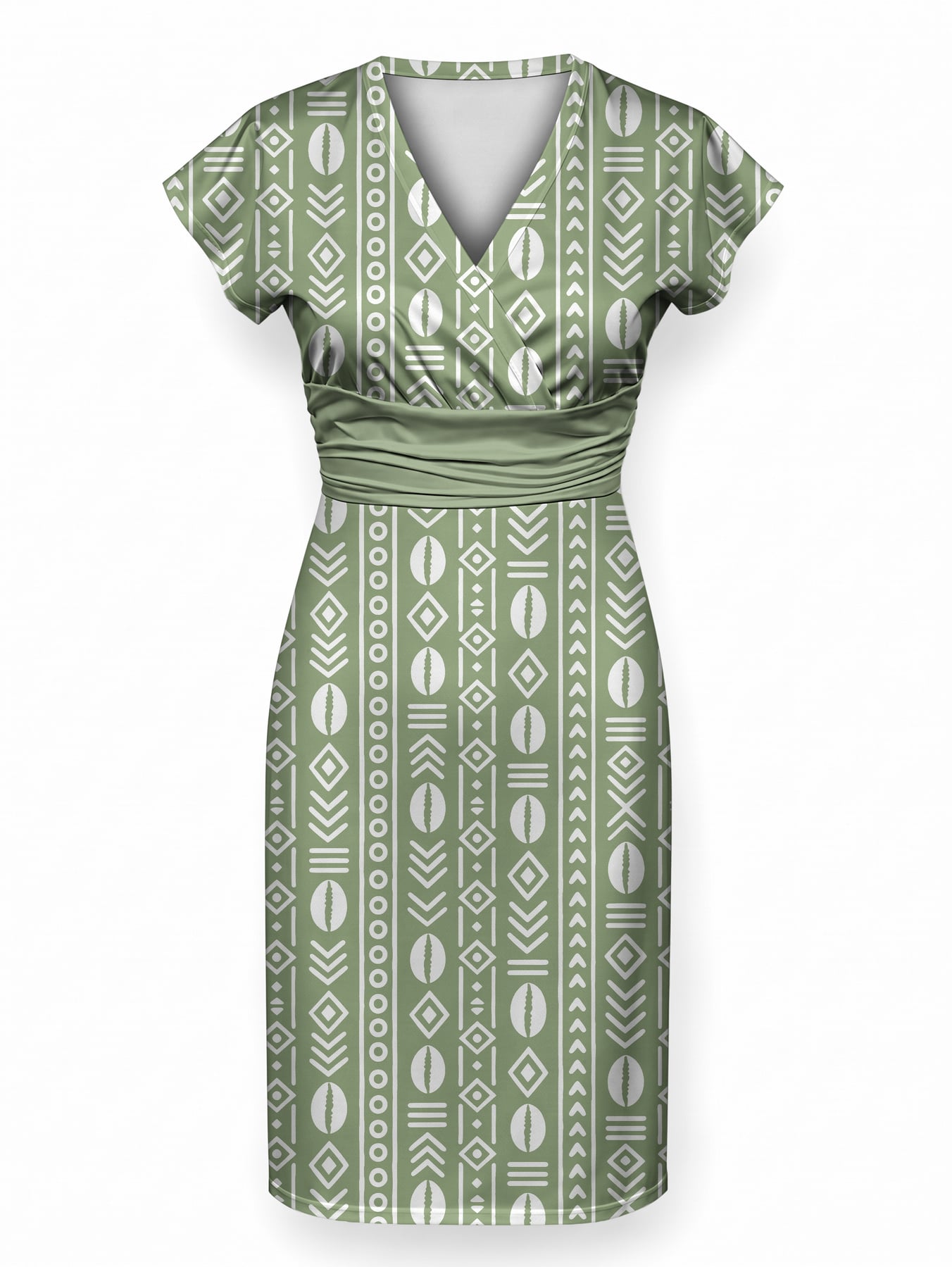 "Oshun Verde" Cap Sleeve Midi Dress