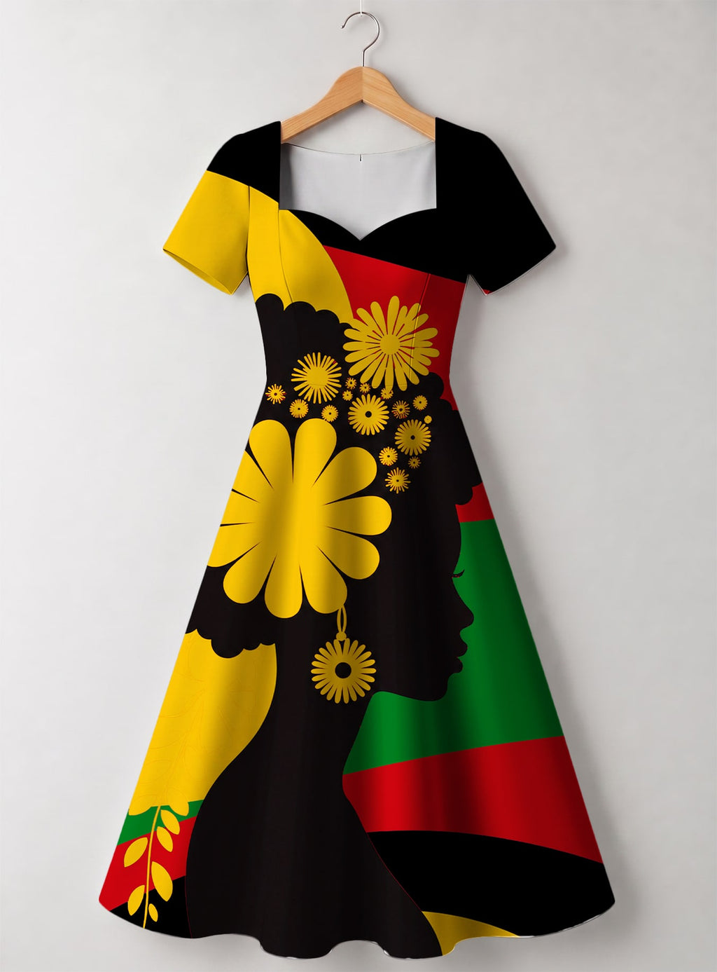 "Furaha" Sweetheart Midi Dress