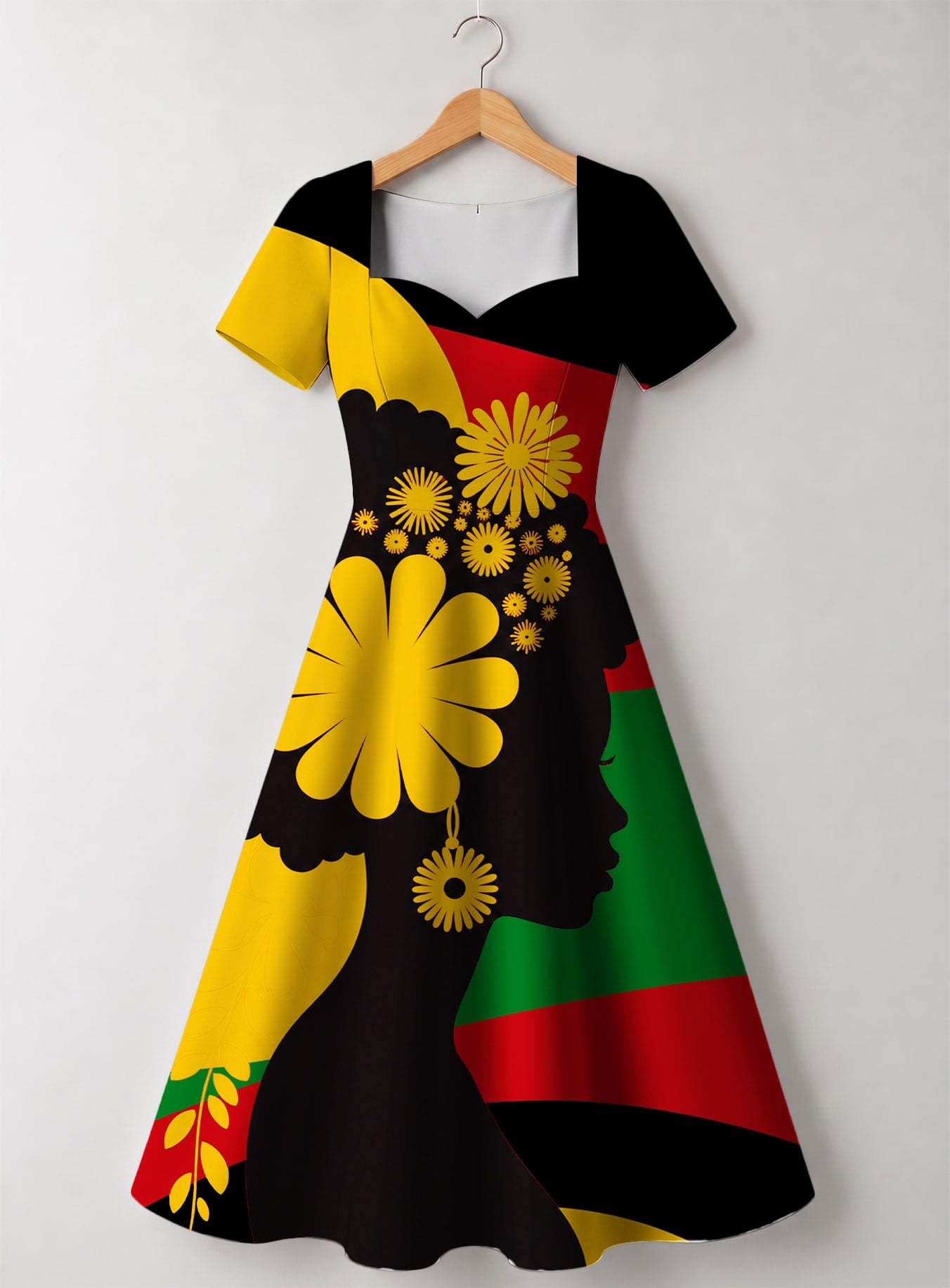 "Furaha" Sweetheart Midi Dress