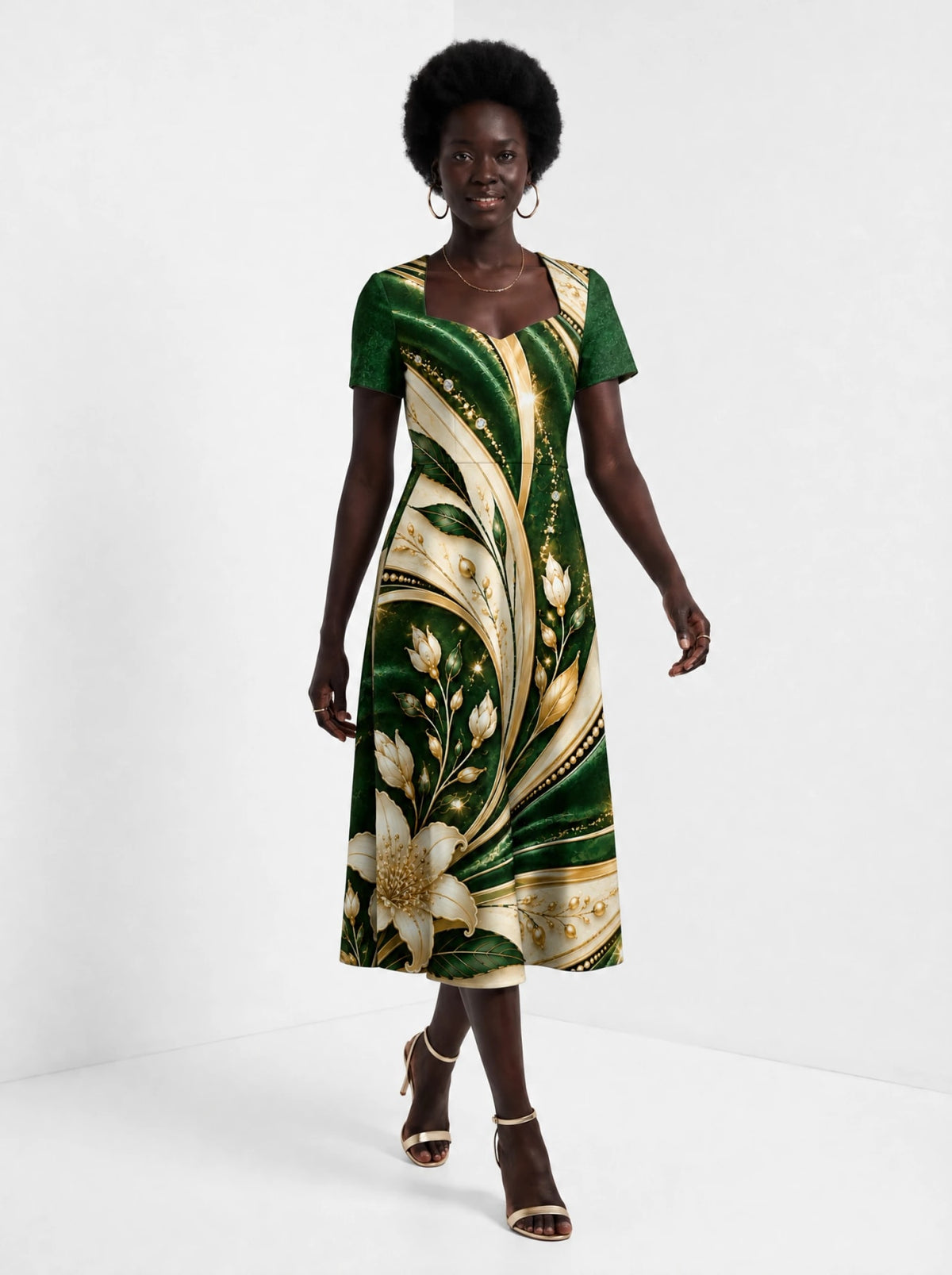 "Shanga" Sweetheart Midi Dress