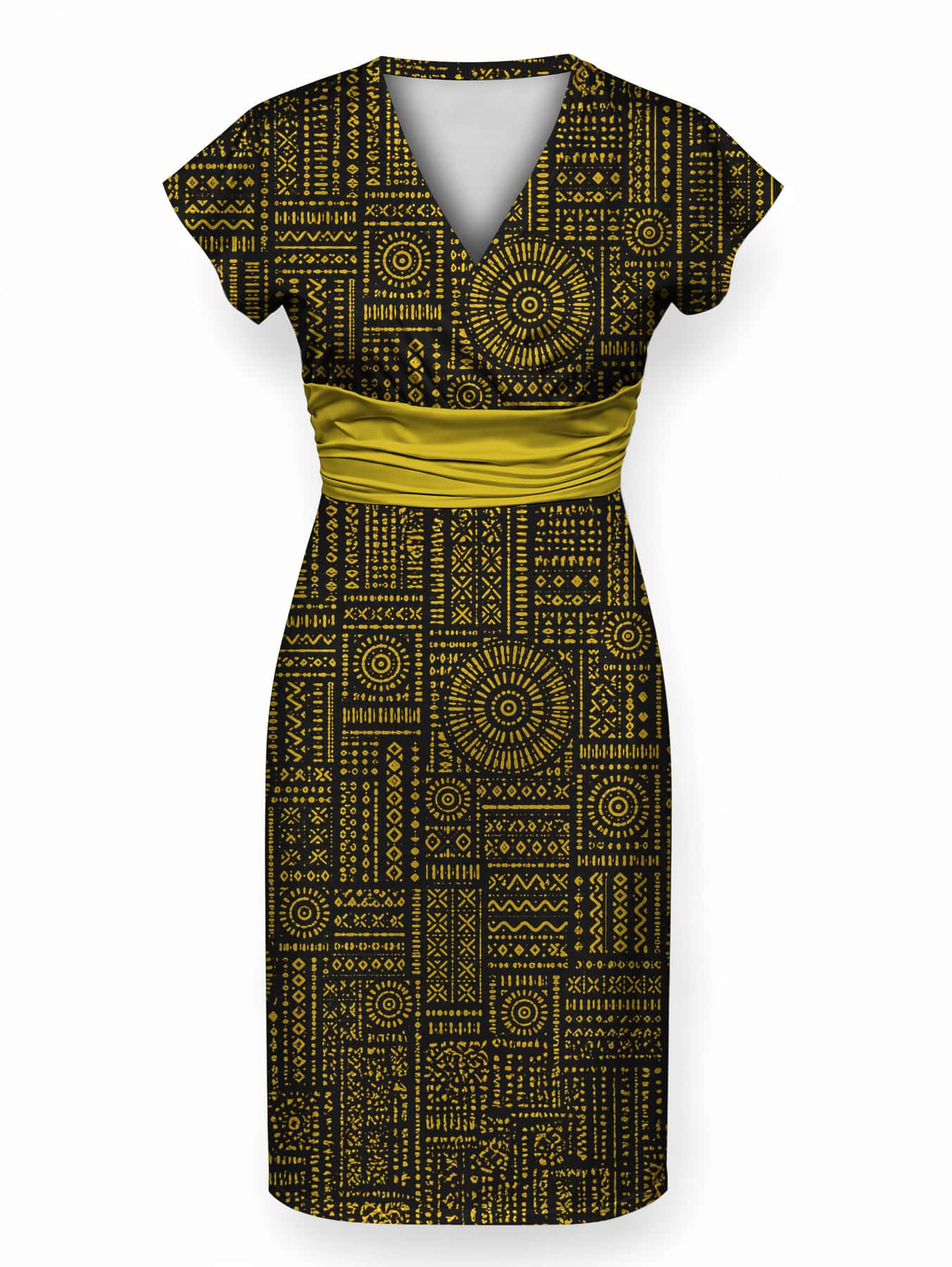 "Lamu" Cap Sleeve Midi Dress