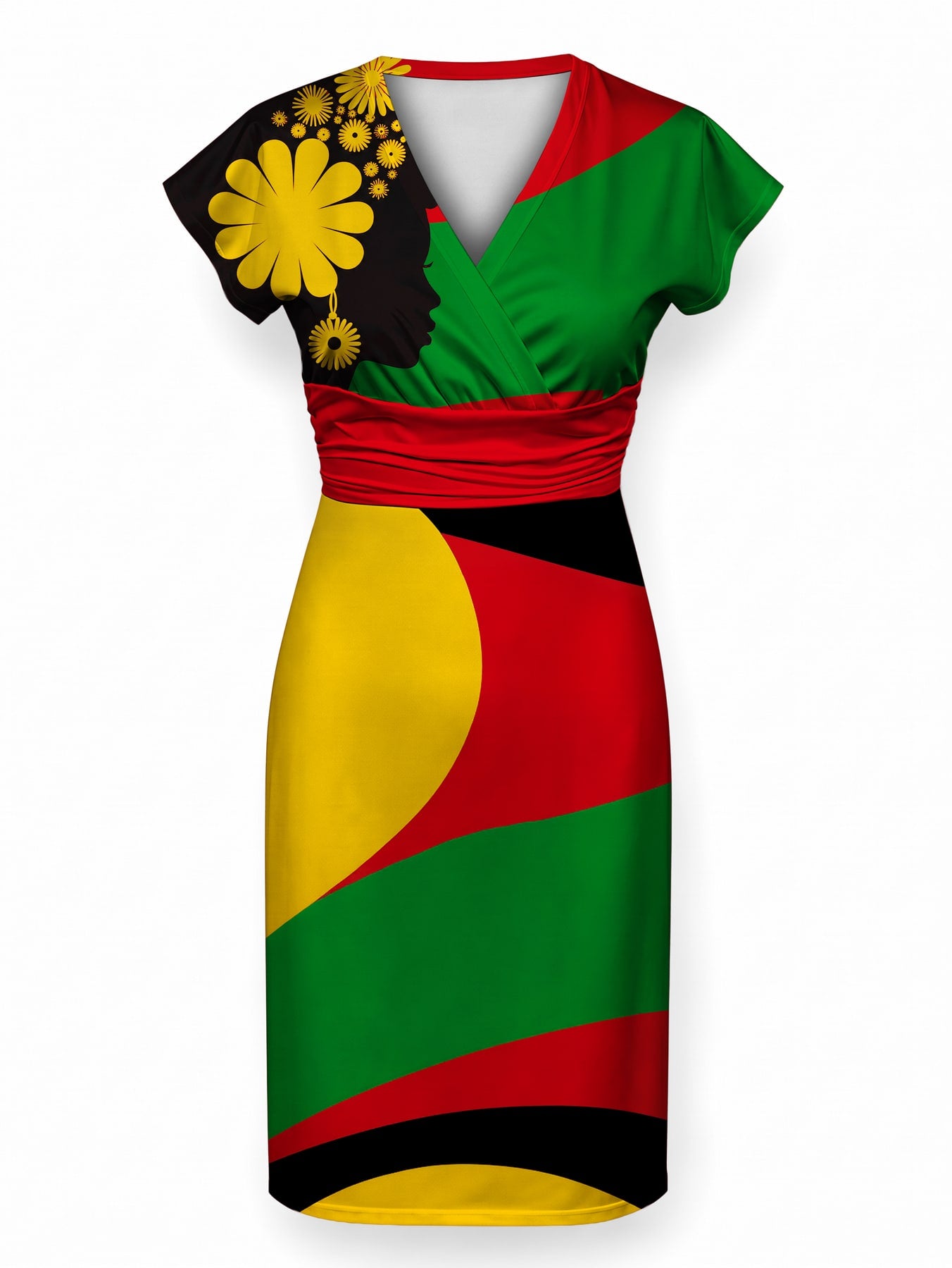 "Furaha" Cap Sleeve Midi Dress