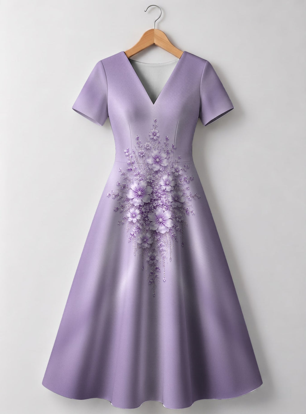 "Zambarau" V Neck Midi Dress