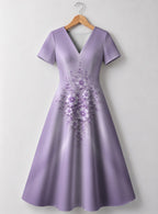 "Zambarau" V Neck Midi Dress