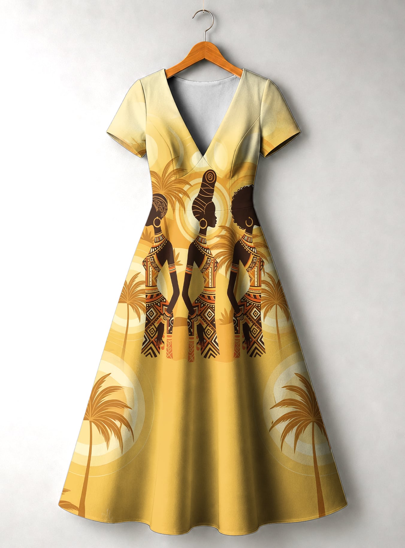 Ancestral Flame Short Sleeve Maxi Dress