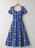 "Oshun Royal Blue" Sweetheart Midi Dress