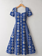 "Oshun Royal Blue" Sweetheart Midi Dress