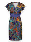 "Majani" Cap Sleeve Midi Dress
