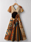 "Uzuri" V Neck Midi Dress