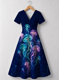 "Bahari" V Neck Midi Dress