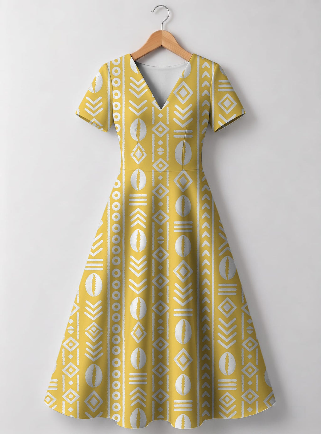 "Oshun Dhahabu" V Neck Midi Dress