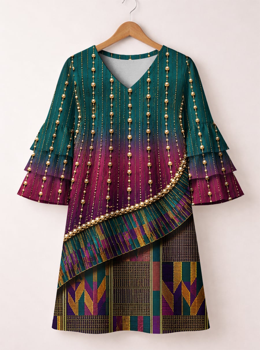 "Lulu" Stacked Ruffle Sleeve Dress