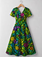 "Zumaridi" V Neck Midi Dress