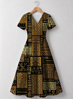 "Sankofa" V Neck Midi Dress