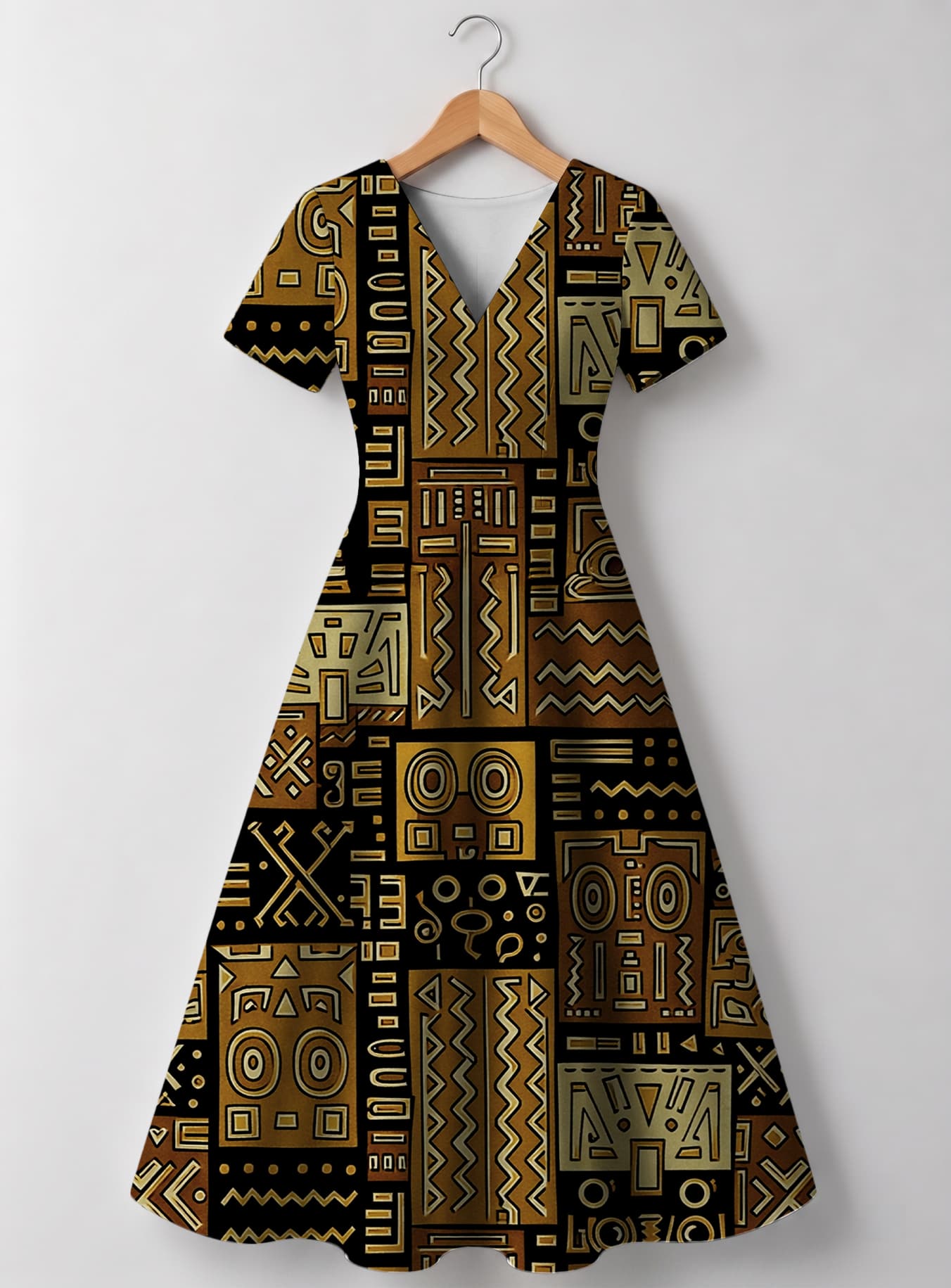 "Sankofa" V Neck Midi Dress