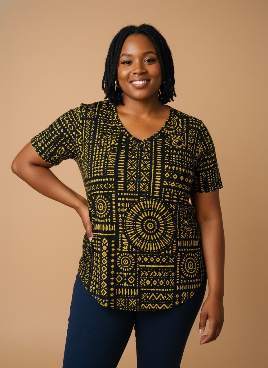 "Lamu" V-Neck T-Shirt