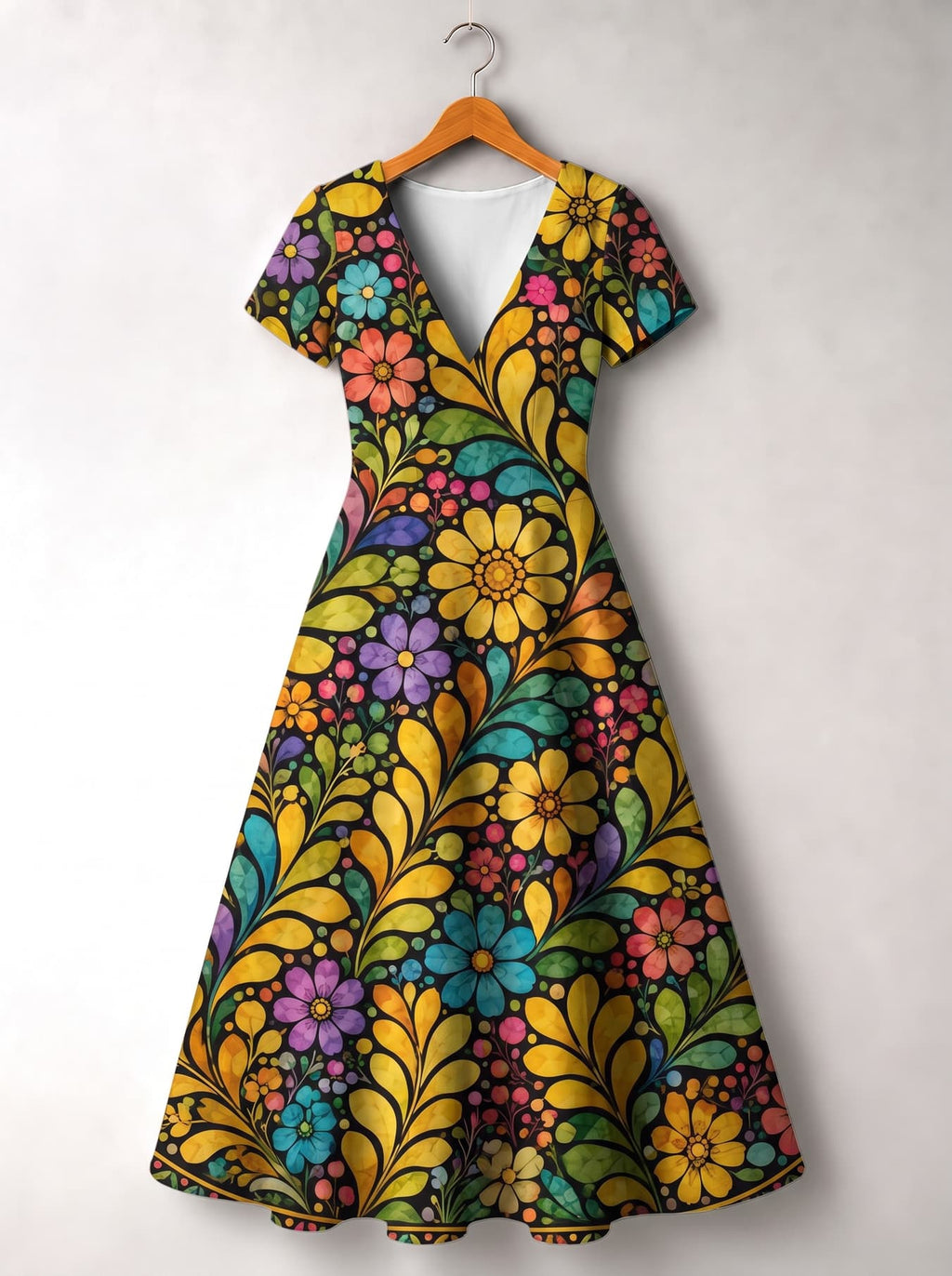 "Njano" Short Sleeve Maxi Dress