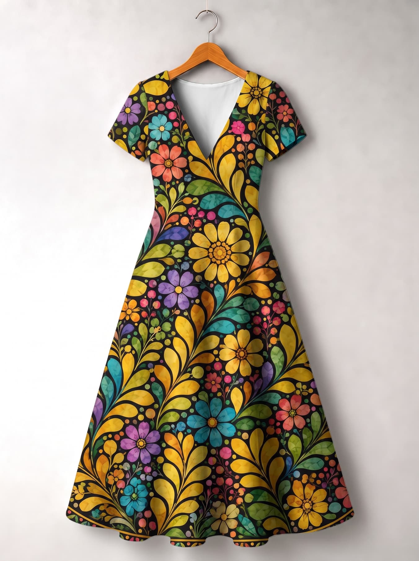 "Njano" Short Sleeve Maxi Dress
