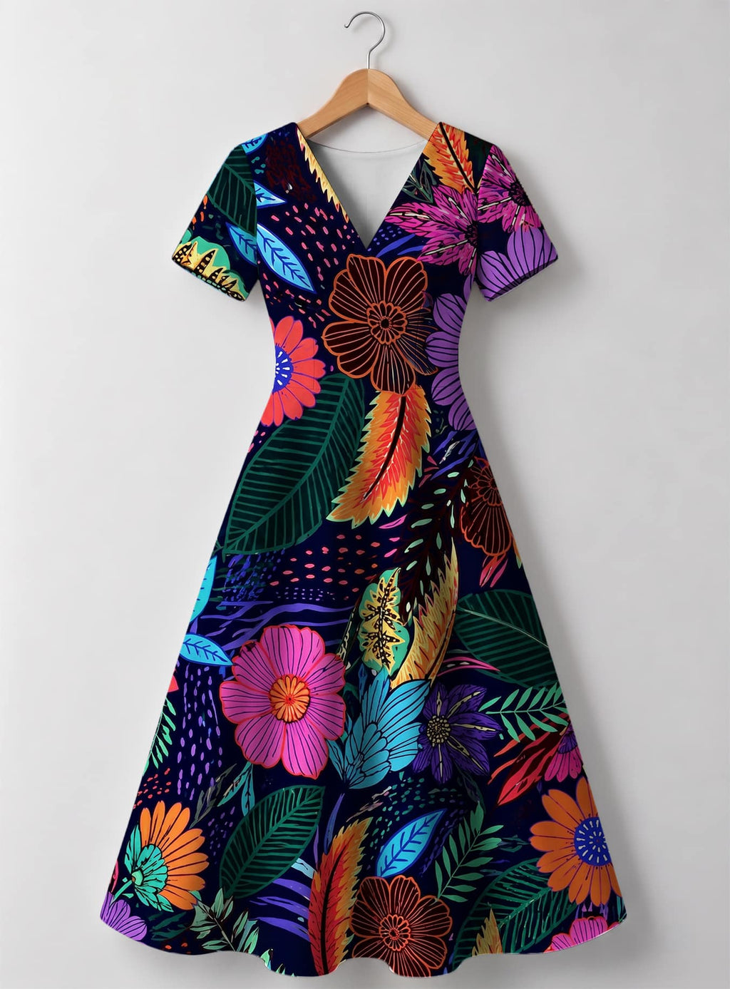 "Bustani" V Neck Midi Dress