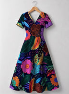 "Bustani" V Neck Midi Dress