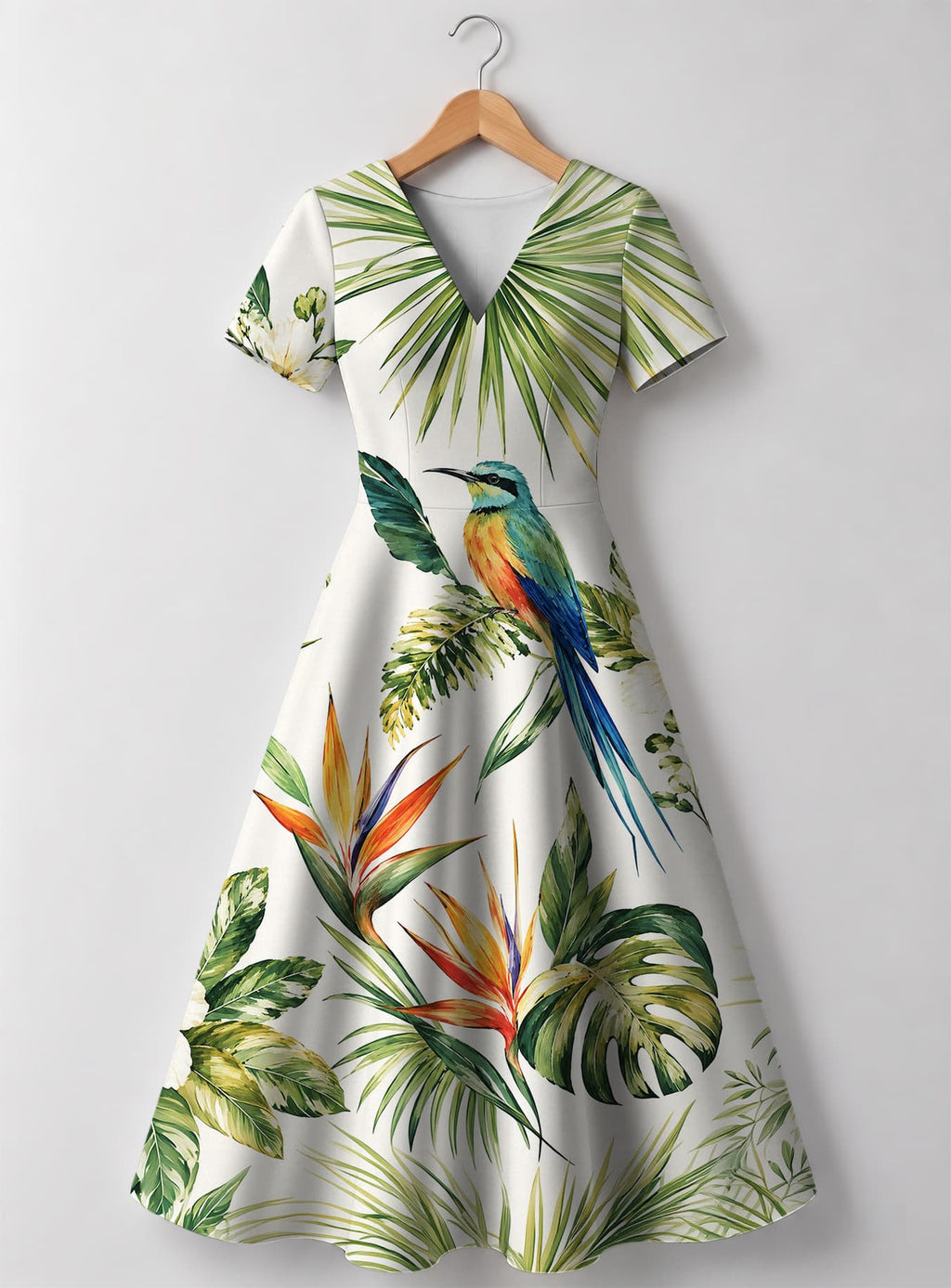 "Ndege" V Neck Midi Dress