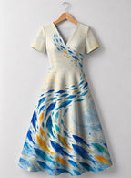 "Samaki" V Neck Midi Dress