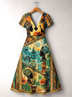 "Safari" Short Sleeve Maxi Dress