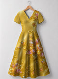 "Angavu" V Neck Midi Dress