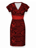 "Shaka Burgundy" Cap Sleeve Midi Dress