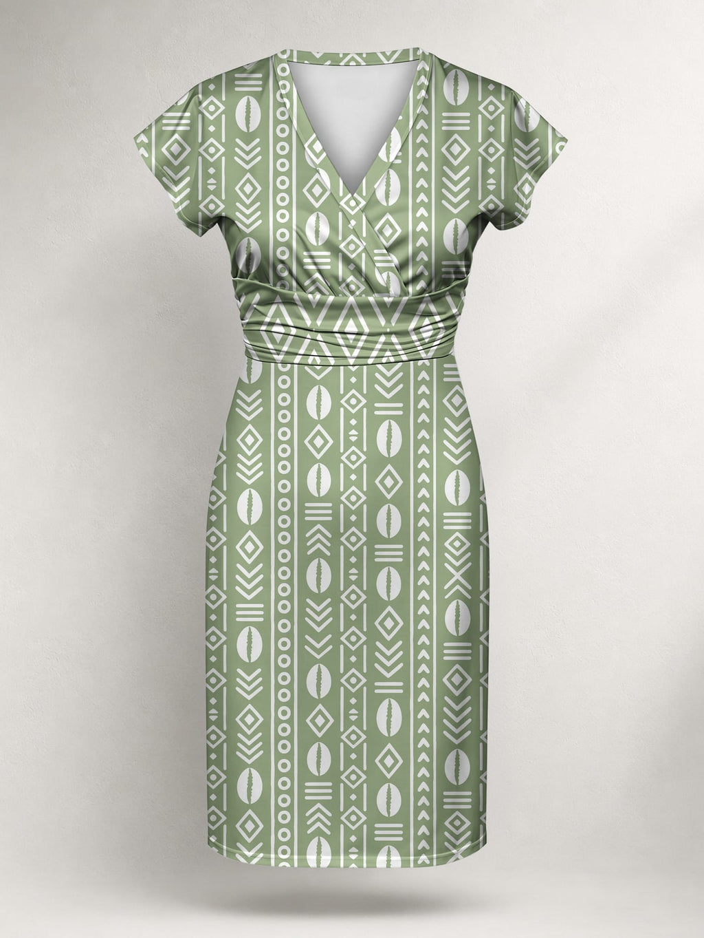 "Oshun Verde" Cap Sleeve Midi Dress