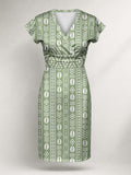 "Oshun Verde" Cap Sleeve Midi Dress