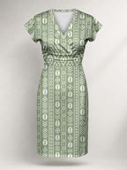 "Oshun Verde" Cap Sleeve Midi Dress