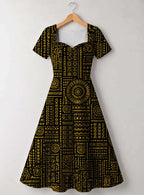 "Lamu" Sweetheart Midi Dress