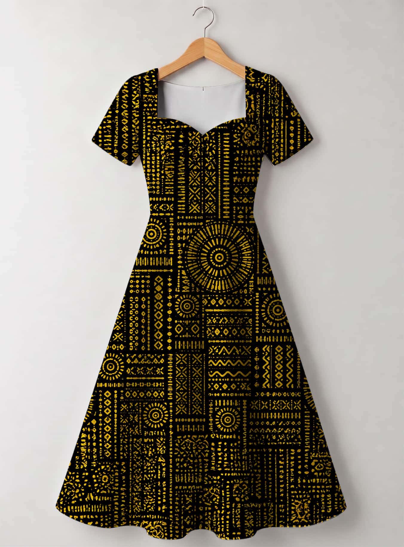 "Lamu" Sweetheart Midi Dress