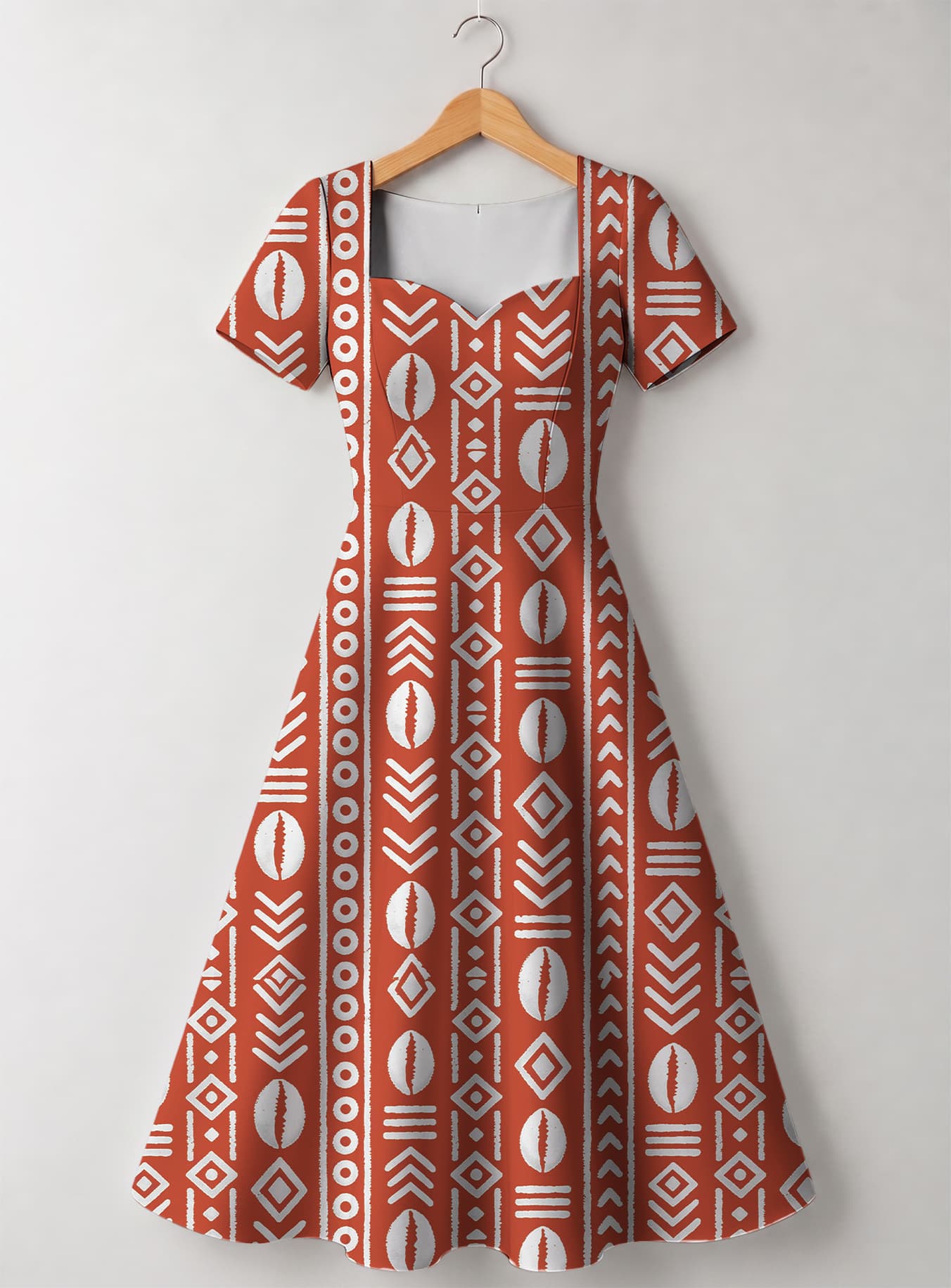 "Oshun Kijani" Sweetheart Midi Dress