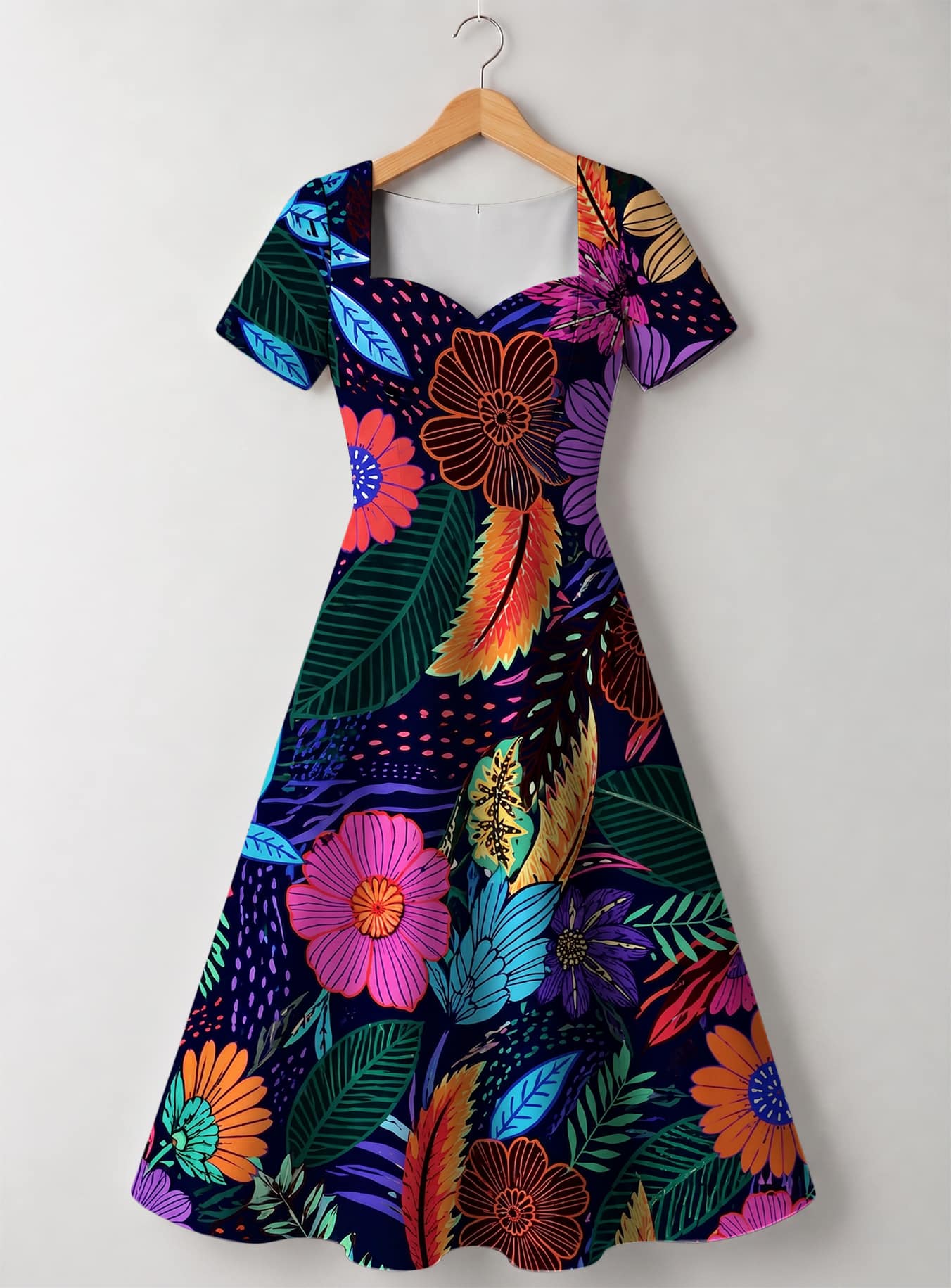 "Bustani" Sweetheart Midi Dress