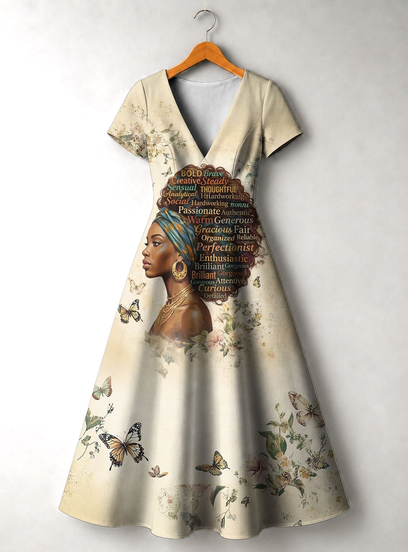 Gorgeous Black Queen Short Sleeve Maxi Dress