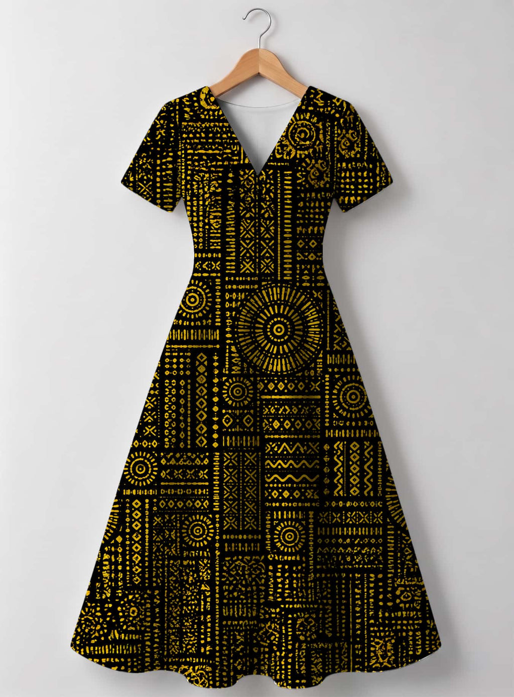 "Lamu" V Neck Midi Dress