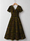 "Lamu" V Neck Midi Dress