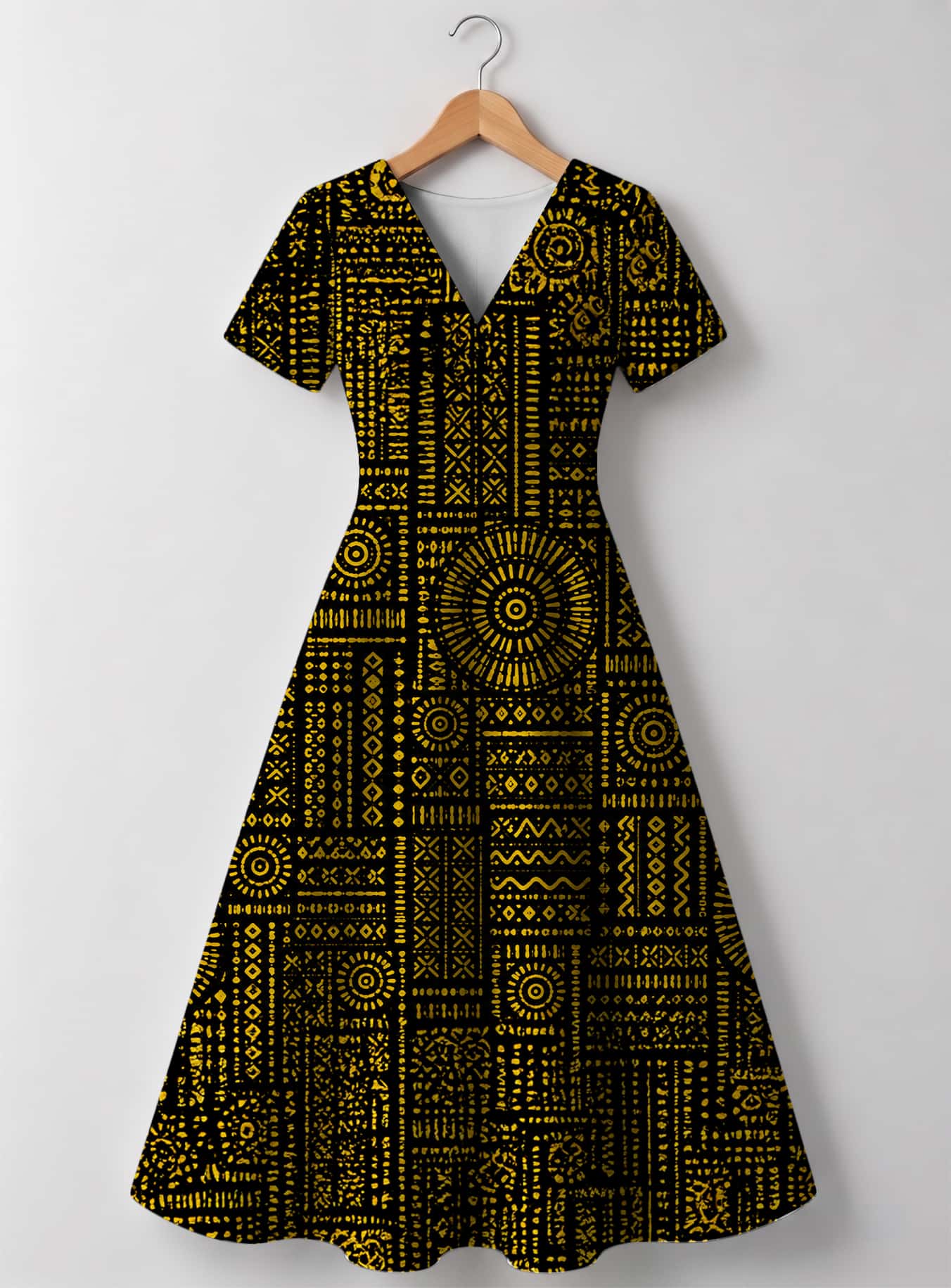 "Lamu" V Neck Midi Dress