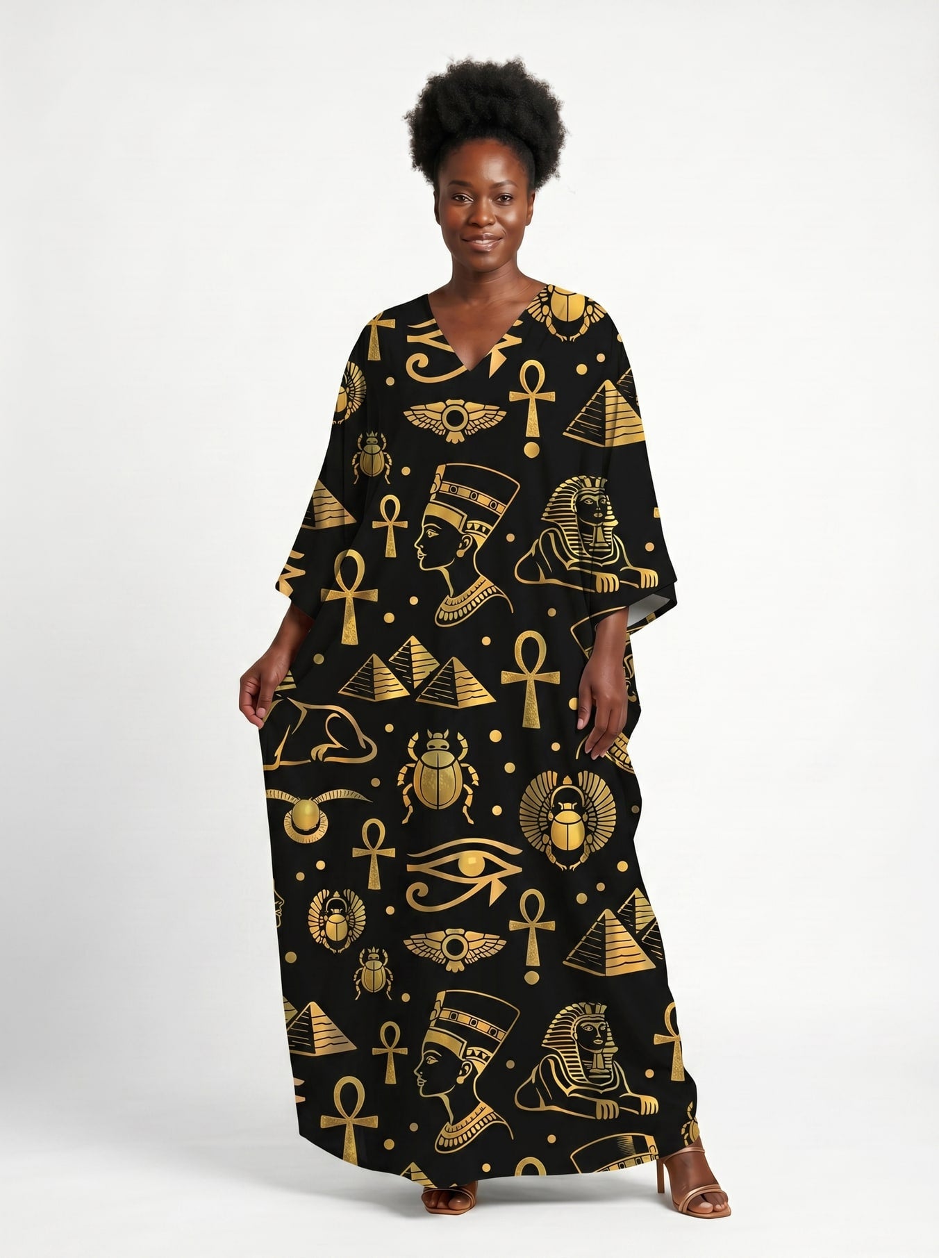Nefertiti Black Gold Kaftan Dress