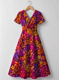 "Waridi" V Neck Midi Dress