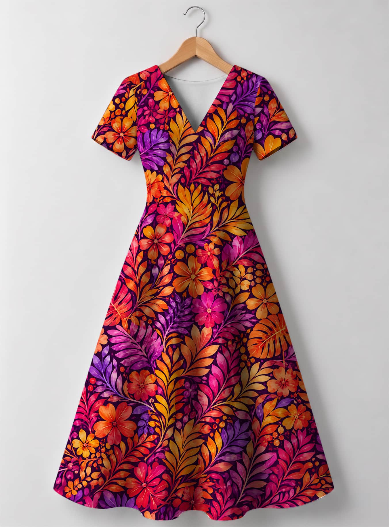 "Waridi" V Neck Midi Dress