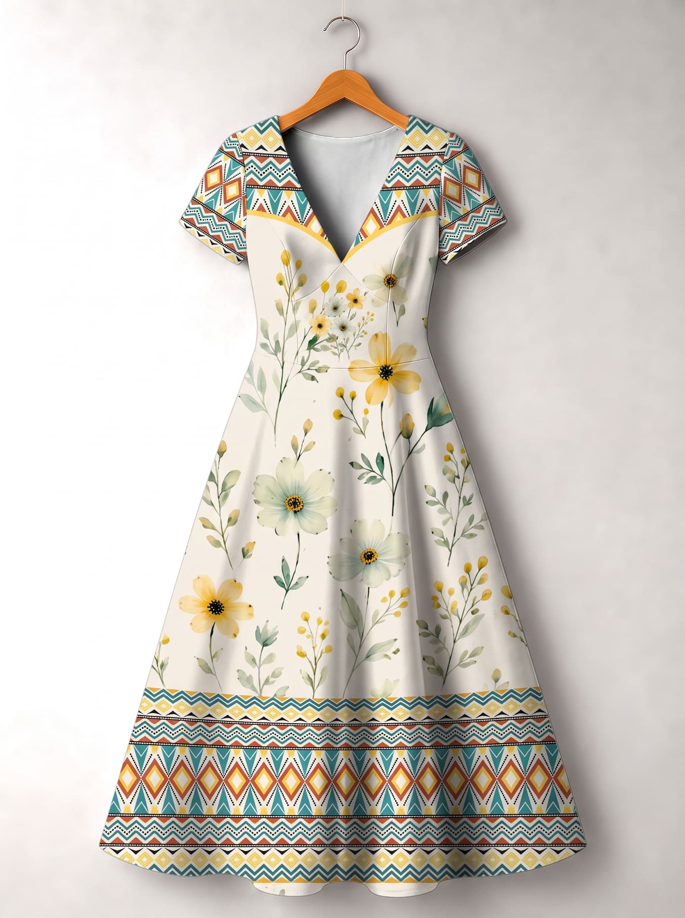 "Alizeti" Short Sleeve Maxi Dress