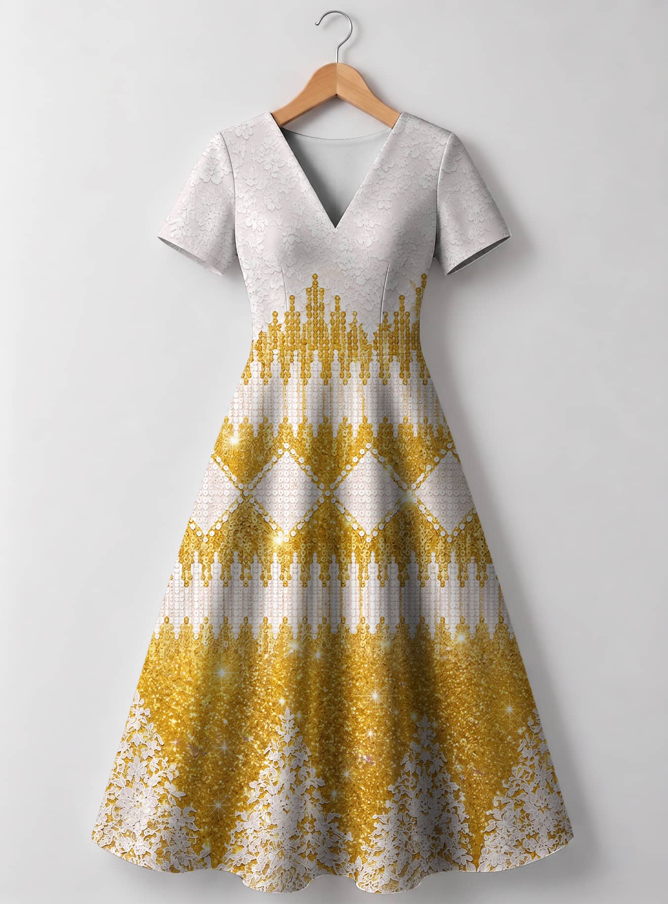 "Mwangaza" V Neck Midi Dress