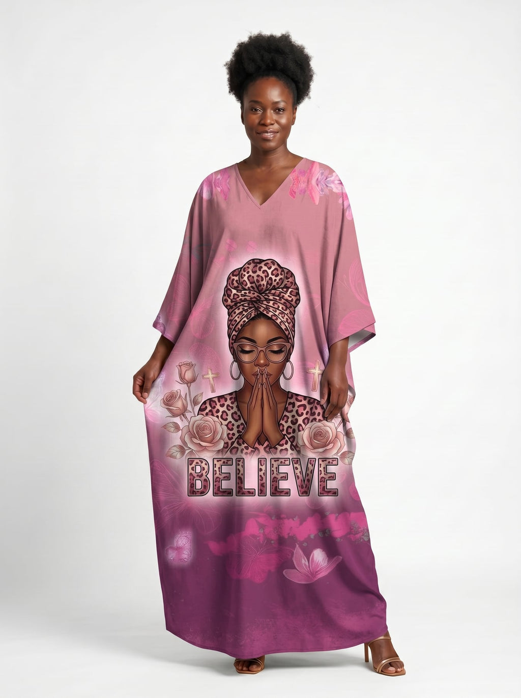 "Imani" Wild Rose Kaftan Dress Promo